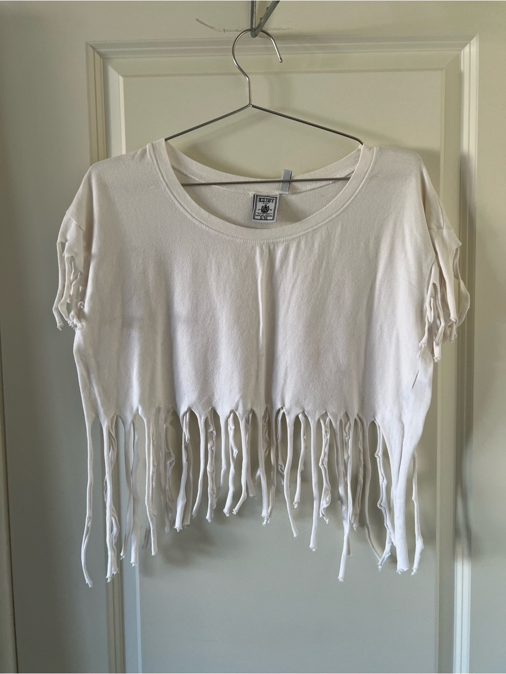 Vintage 90s Exist White Fringe Crop Top